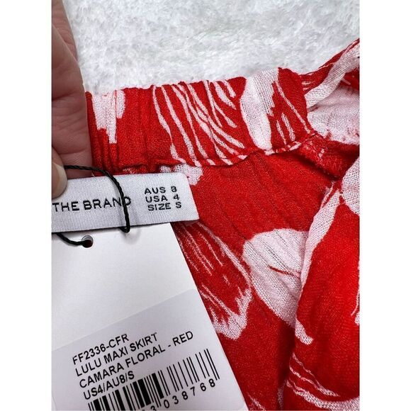 Faithfull the brand lulu size 4 red & white floral women’s zip back maxi skirt - Picture 11 of 13